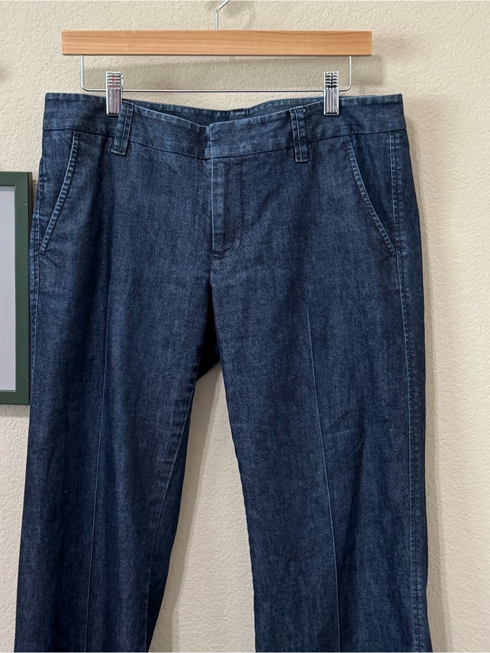 GAP | The Trouser Women's Dark Blue Denim Slacks - Classic Straight Leg Size 8 - Picture 2 of 13